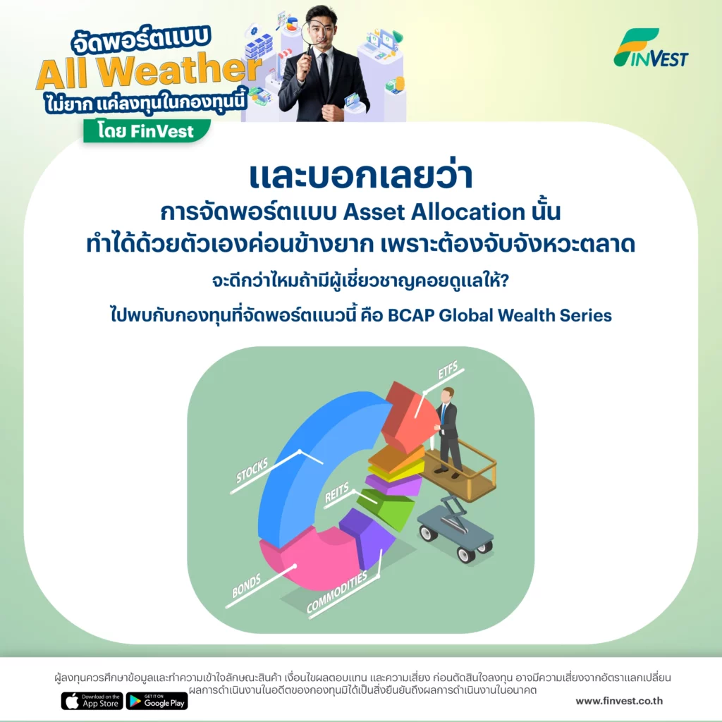 และบอกเลยว่าการจัดพอร์ตแบบ Asset Allocation นั้นทำได้ด้วยตัวเองค่อนข้างยาก เพราะต้องจับจังหวะตลาด